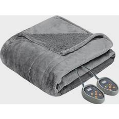 Queen Blankets Beautyrest Heated Microlight to Berber Blankets Gray (228.6x213.36)