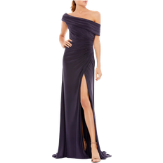 Mac Duggal Ruched One-Shoulder Trumpet Gown - Charcoal