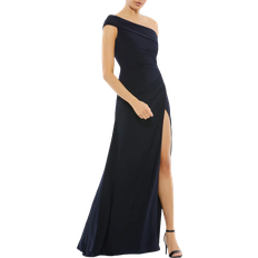 Mac Duggal Ruched One-Shoulder Trumpet Gown - Navy