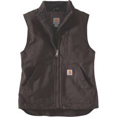 Baumwolle Westen Carhartt Sherpa Lined Mock Neck Ladies Vest, brown, for Women