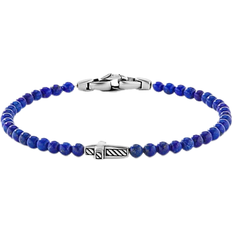 David Yurman Spiritual Beads Cross Station Bracelet - Silver/Blue