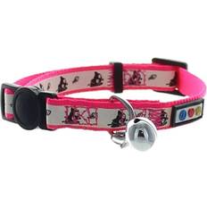 Pawtitas Glow In The Dark Pink Safety Buckle Removable Bell Cat Collar