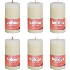 Bolsius Candles Bolsius Rustic Pillar Shine 4 pcs 130x68 mm Soft Pearl Candle