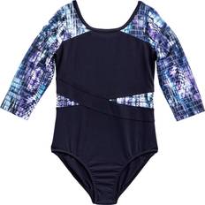 Sportswear Garment Swimsuits Children's Clothing Rainbeau Moves Girl's Seismic Waves 3/4 Sleeve Mesh Leotard - Black (RB6833G)