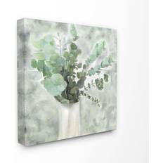 Stupell Industries Sage Green Eucalyptus White 17" Square Canvas Wall Multi Multi 17in X 17in Vase
