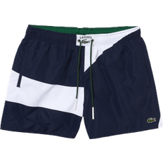 Lacoste White Swimming Trunks Lacoste Heritage Graphic Patch Light Swimming Trunks - Navy Blue/White