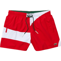 Lacoste Heritage Graphic Patch Light Swimming Trunks - Red/White
