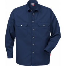 Herre - Svarte Skjorter Fristads Cotton Shirt 720 BKS (Dark Navy)
