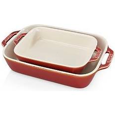 Red Oven Dishes Staub Ceramic Rectangular 2-Piece Set Red Oven Dish