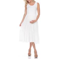 XXXS Dresses White Mark Maternity Scoop Neck Tiered Midi Dress