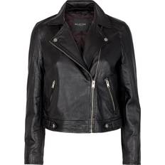 Dame - Skinnjakker Selected Katie Leather Jacket - Black