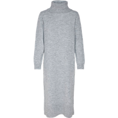 Only Roll Neck Knitted Midi Dress Light Grey, Grey, Xs, Women