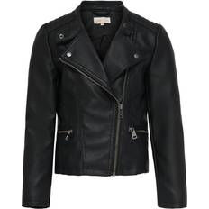 Baumwolle Jacken Only Freya Biker Imitation Leather Jacket - Black (15198182)
