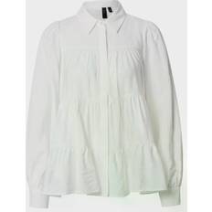 Damen Hemden reduziert Y.A.S Women's stand-up collar shirt with ruffles, White