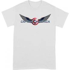 Marvel Captain America Unisex Adult Logo T-Shirt (White/Red/Blue)