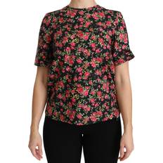 Dolce & Gabbana Red Blouses Dolce & Gabbana and Women's Floral Roses Short Sleeve Top TSH4267-36 IT38