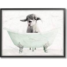 Stupell Industries Baby Llama In A Tub Funny Animal Bathroom Drawing by Stellar Design Studio Framed Art 20x16"