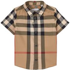 Buttons Tops Children's Clothing Burberry Kid's Vintage Check Stretch Cotton Shirt - Archive Beige