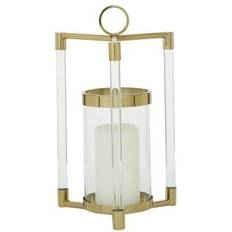 Litton Lane Gold Contemporary Candle Stainless Steel Lantern Candle Holder 18.2"