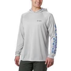 Men - Sportswear Garment Sweaters Columbia Men’s PFG Terminal Tackle Hoodie - Cool Grey/Vivid Blue Logo