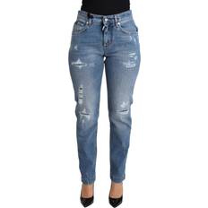 Dolce & Gabbana Polyester Jeans Dolce & Gabbana Tattered Skinny Denim Cotton Blend Jeans IT48