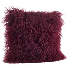 Saro Lifestyle Mongolian Lamb Fur Complete Decoration Pillows Red (50.8x50.8)
