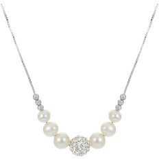PearLustre by Imperial Freshwater Cultured Bead Necklace - Silver/Pearl/Crystal