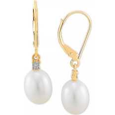 PearLustre by Imperial Freshwater Earrings - Gold/Pearl/Diamond