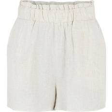 Y.A.S Women's linen stretch waist shorts, White