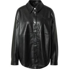 Weiß Oberbekleidung Urban Classics Faux Leather Overshirt - Black