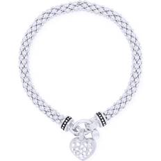 Nine West Boxed Heart Stretch Bracelet - Silver/Transparent