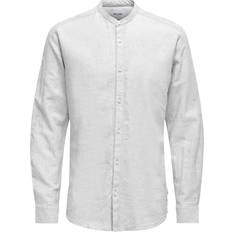 Baumwolle - Herren - M Hemden Only & Sons Onscaiden LS Solid Linen Shirt - White