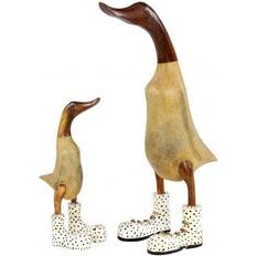 Brown Bamboo Coastal Duck Sculpture Figurine 2