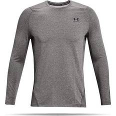 Men - White Base Layers Under Armour ColdGear Fitted Long-Sleeve Crew for Men Black/White