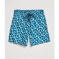 Cotton Swimming Trunks Vilebrequin Blured Turtles Swim Trunks Bleu Marine