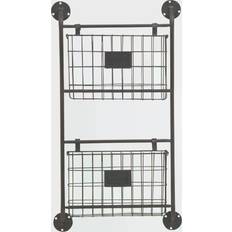 Industrial 2 Tier Basket Wall Decor Newspaper Rack 2x47"