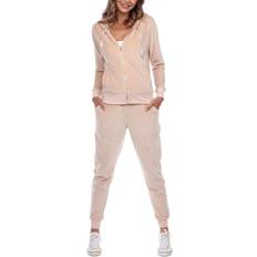 White Mark Women's Velour Tracksuit Set - Beige