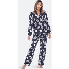 Red Pajamas White Mark 13686-22-L Long Sleeve Floral Pajama Set