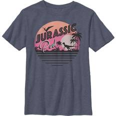 Fifth Sun Boy's Jurassic Park Retro Postcard T-shirt - Navy Blue Heather