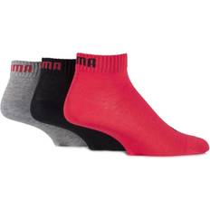 Puma Red Underwear Puma uarter Training Socks 3-pack - Black/Red/Grey