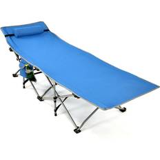 Camping Beds Costway Folding Camping Cot Heavy-Duty Outdoor Cot Bed Blue