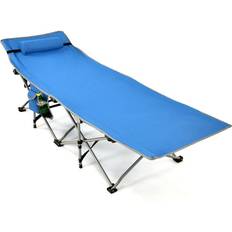 Costway Folding Camping Cot Heavy-Duty Outdoor Cot Bed Blue