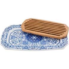 Serving Trays Spode Judaica Challah Tray with Wood Insert Serving Tray