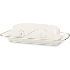 Porcelain Butter Dishes Noritake Dinnerware, Platinum Wave Covered Butter Butter Dish