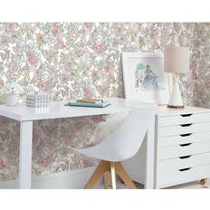 Pink floral wallpaper RoomMates Disney Princess Royal Floral Peel and Stick Wallpaper