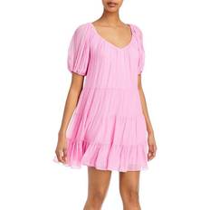 Rebecca Taylor Tiered Mini Dress - Flamingo Pink