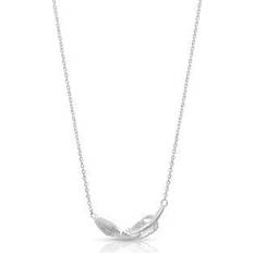 Montana Silversmiths Turning Feather Pendant Necklace - Silver/Transparent