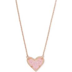 Kendra Scott Ari Heart Pendant Necklace - Rose Gold/Drusy