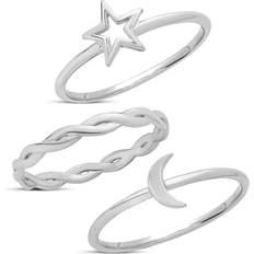 Sterling Forever Celestial Stacking Rings Set - Silver