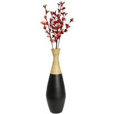 Decorative Items Uniquewise Spun Vase, White and Natural Black Black Large Artificial Plant